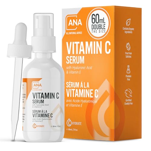 AuroraSt Natural Advice Vitamin C Serum 30mL | 20% Vitamin C Face Serum Solution with Organic Botanicals, Hyaluronic Acid & Vitamin E | UV-Shielding Glass Bottle with Dropper | Canadian Skin Care