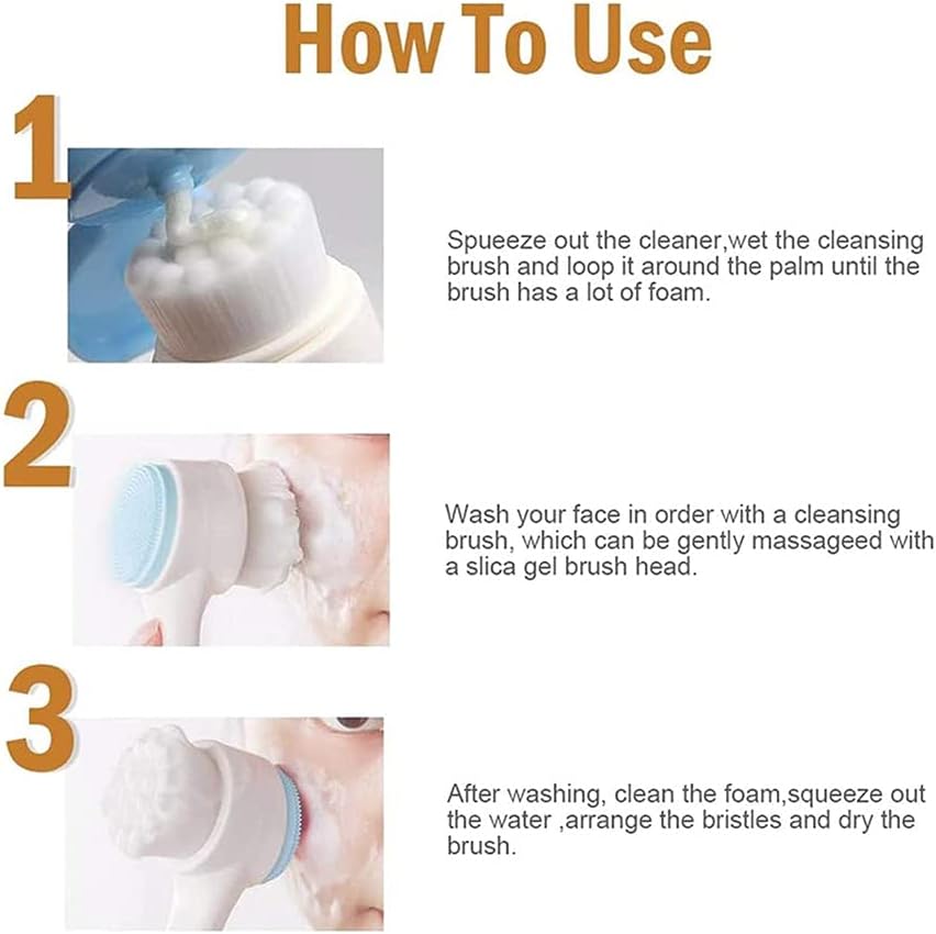 Aurora Facial Brush Cleansing, Double Sided Face Wash Brush with Face Massage Brush, Ultra Soft Manual Exfoliation, Deep Cleansing, Blackhead Removal and Massage Blue