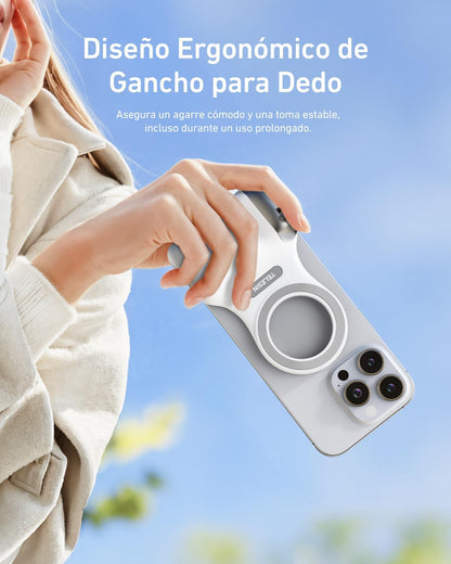 AuroTELESIN Fun Shot Handle Grip Movil + TELESIN C03 Magnético Selfie Luz (Plata) Conjunto, Compatible con iPhone/Android, para Selfies/Fotografía/Zoom Llamadas