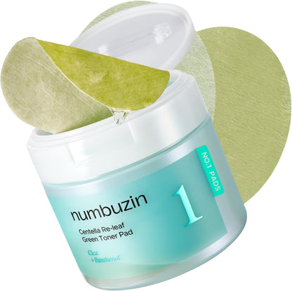 AuroraSty#1 Toner Pads | Toner Pads Centella Re-Leaf Green | Soothing Plants, Centella Asiatica | Double Sided Pads | 70 Count, 190 ml