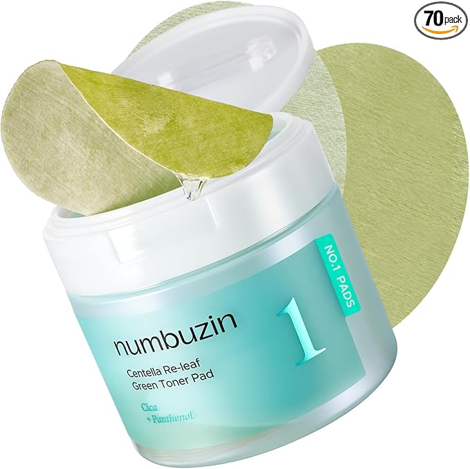 AuroraSty#1 Toner Pads | Toner Pads Centella Re-Leaf Green | Soothing Plants, Centella Asiatica | Double Sided Pads | 70 Count, 190 ml