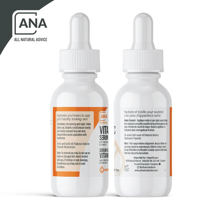 AuroraSt Natural Advice Vitamin C Serum 30mL | 20% Vitamin C Face Serum Solution with Organic Botanicals, Hyaluronic Acid & Vitamin E | UV-Shielding Glass Bottle with Dropper | Canadian Skin Care